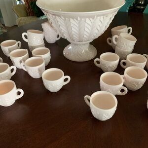 Cream and Pink Holiday Serveware Set with Ornate Design